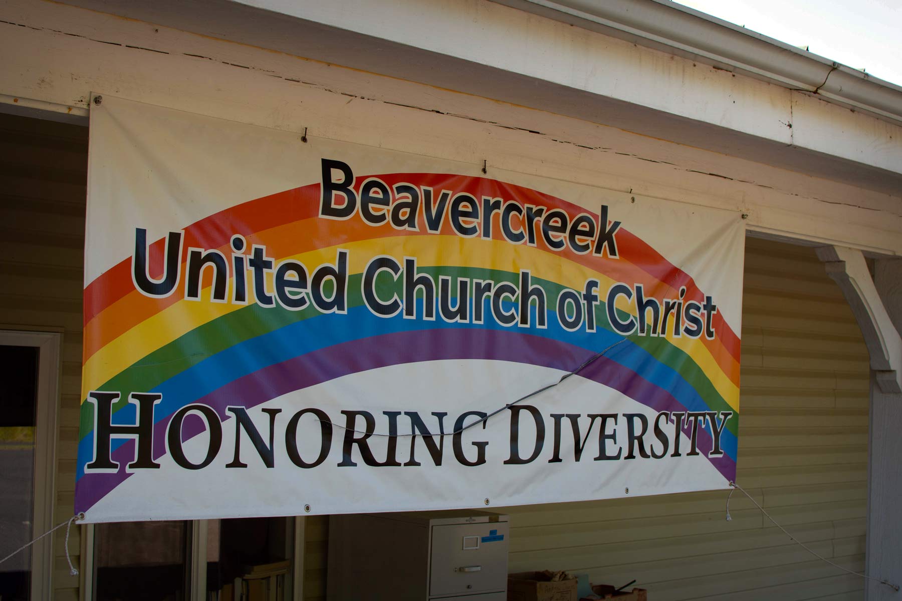 Banner reading Beavercreek United Church of Christ Honoring Diversity